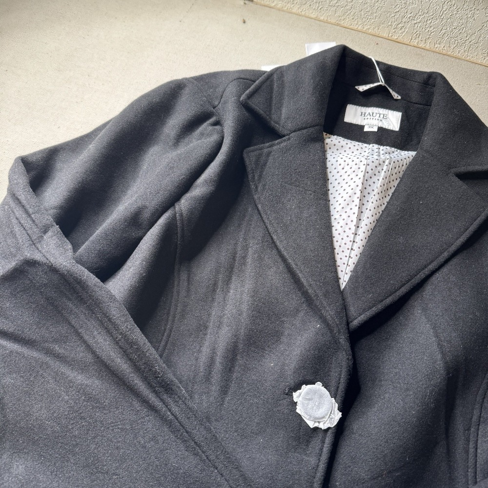NWT Haute Edition Black Wool Blend Peacoat Women's Size‎ 3X Lined
